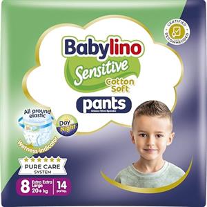 Babylino Sensitive Cotton Soft Pannolini Mutandina Taglia 8, Pants XXL (20+ Kg), 14 Unità
