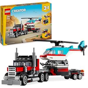 LEGO Creator 3 in 1 Autocarro con Elicottero, Giochi per Bambini e Bambine da 7 Anni, Camion Giocattolo Ricostruibile in Aereo e Cisterna o in Auto da Corsa e SUV, Idea Regalo di Compleanno 31146