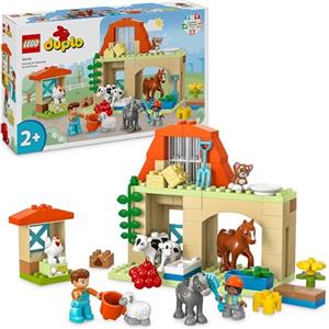 LEGO DUPLO Cura degli Animali di Fattoria - Giochi Didattici Montessori - Include Una Fattoria Giocattolo Con Cavallo, Gatto, Mucca e Gallina - Regalo Per Bambine e Bambini da 2 Anni in su - 10416