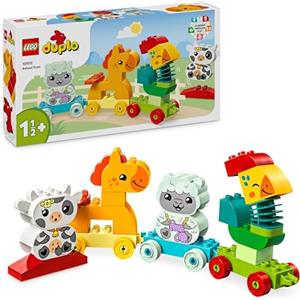 LEGO DUPLO Il treno degli animali 10412 | Giochi didattici per bambine e bambini da 1 anno, gallo, cavallo, agnello e mucca della fattoria, idea regalo, 19 pezzi