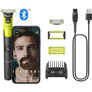 Philips OneBlade 360 Face + Body, Autentico regolabarba elettrico, rasoio e spazzola con tecnologia a 360, 1x lame 360, 1x pettine regolabile 5 in 1, 1x kit per il corpo, (modello QP4631/30)