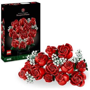 LEGO Botanicals Bouquet di Rose - Regalo Donna o per la Festa della Mamma - Set di Fiori Finti con 12 Rose da Costruire, Hobby Creativi per Adulti, Decorazione per Casa dalla Collezione Botanica 10328