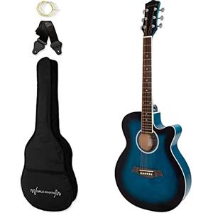 World Rhythm WR-205 Chitarra acustica 3/4, Chitarra small body cutaway per principianti, Blu