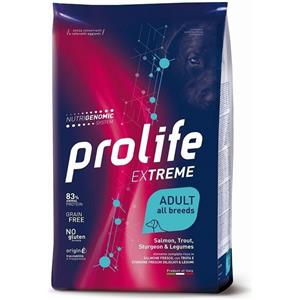 Prolife Extreme Salmone, Trota, Storione e Legumi - Alimento Completo per Cani Adulti 10 kg