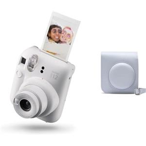instax Fujifilm instax mini 12 Clay White - Macchina Fotografica Istantanea & instax mini 12 custodia per fotocamera, Bianco Argilla