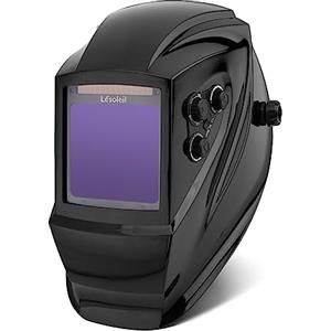 LESOLEIL Maschera Saldatura Autoscurante, Casco per Saldatura con Filtro a Colori Vero, Batería, 4 Sensori ARC e Tonalità Variabile DIN 5-9/DIN 9-13 per saldatura TIG MIG (Nero)