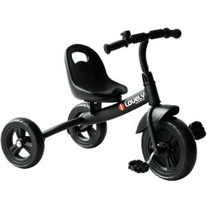 HomCom Triciclo in Metallo con Campanello, Parafango, Ruota Speciale, Bicicletta con Seggiolino Nero|Aosom