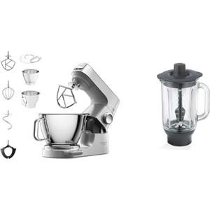 Kenwood Titanium Chef Baker Silver KVC85.004SI, Impastatrice Planetaria, Bilancia Integrata & KAH359GL Accessorio Frullatore per impastatrici planetarie, in vetro Thermoresist