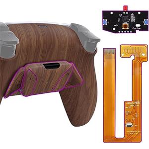 eXtremeRate RISE4 Remap Kit Programmabile per ps5 Controller BDM-030/040/050,4 Tasti Aggiuntivi Palette Back Button Cover Pulsante Posteriore per ps5 Joystick(BDM-030/040/050)-Venatura del Legno