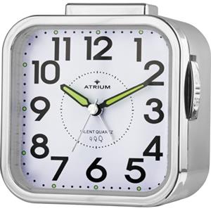 Atrium - Sveglia analogica al quarzo - A530 - 19 - Senza ticchettio - Allarme potente - Grandi numeri - Argento