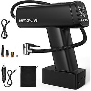 NEXPOW Compressore d'Aria Portatile Mini Pompa per Pneumatici 160PSI 7500mAh Pompa di Aria Elettrica 12V DC Ricaricabile Pompa Compressore con LED Digitale per Auto Biciclette Moto Palline Auto