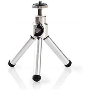 Nedis Mini treppiede da tavolo, treppiede leggero in alluminio per foto e videocamere, testa panoramica a 3 vie, altezza regolabile, chiusura a scatto, borsa per il trasporto inclusa, colore argento