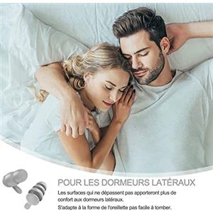 Kaxilu 2 Paia Tappi per le Orecchie Antirumore 40dB, Tappi Orecchie Per Dormire Riutilizzabili in Silicone Ultra Confortevoli Insonorizzazione a Tre Strati per Russare e Proteggere L'udito