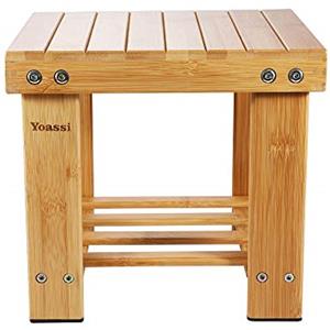 Yoassi Sgabello/Sedia/Panca Scarpiera Multifunzionale in Bambù Naturale con Ripiano per Ingresso Soggiorno Bagno Casa Pesca Spiaggia Picnic Giardino per Bambini e Adulti 27 * 23 * 25 cm (Taglia S)