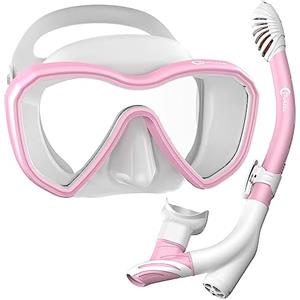 Dorlle Set per Maschera Snorkeling, Nuova Maschera Panoramica 180°, Maschera Subacquea Adulti Anti-Fog & Anti-Perdite,con Maschera e Boccaglio a 3 Canali Dry per, Unisex-Adulto
