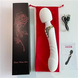 Generico Vibratore 2 in 1 con bacchetta e punto G | Sex Toys [Stimolatori del clitoride e punto G per lei e coppie] | Massaggiatore | 10 modalità di piacere | Discreto | Donna adulta (Bianco, Con scatola)