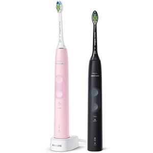 Philips 4500 series Sonicare Spazzolini Elettrici Sonici, conferione da 1 Spazzolino Rosa e 1 Spazzolino Nero HX6830/35