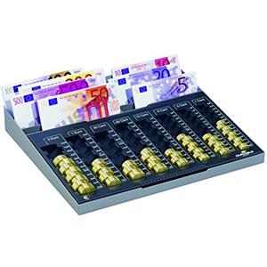 Durable €uroboard XL Vassoio Contamonete, 8 Scomparti, antracite, 178157 | Dimensioni 328x59x190 mm, vassoio estraibile, in lamiera d accaio, per cassetti scrivania standard