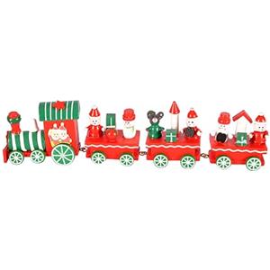 Ciao Trenino Natale (25cm: locomotiva + 3 vagoni) decorazione in legno, rosso/verde