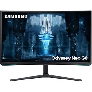 Samsung Monitor Gaming Odyssey Neo G8 (S32BG850), Curvo (1000R), 32'', 3840x2160 (UHD 4K), Mini-LED, HDR2000, VA, 240 Hz, 1 ms (GtG), Freesync Premium Pro, HDMI, USB, Display Port, Ingresso Audio, HAS