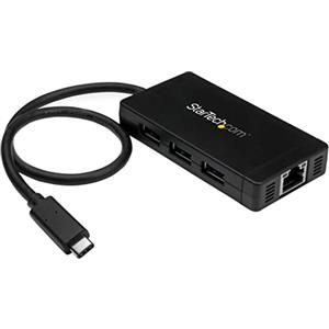 StarTech.com Hub USB 3.0 (5Gbps) a 3 porte con USB-C e Ethernet Gigabit, Include Adattatore di Alimentazione (HB30C3A1GE)