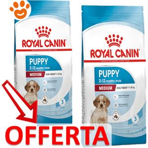 Royal Canin Dog Medium Puppy - Offerta [PREZZO A CONFEZIONE] Quantità Minima 2, Sacco Da 15 Kg