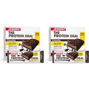 Enervit, The Protein Deal Crunchy Double Choco Storm, Barrette Proteiche, Gusto Cioccolato Fondente, 20g di Proteine, 0,1g di Zuccheri, Snack Goloso, Senza Glutine, 12 Barrette da 55g