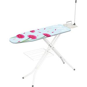 GIMI Prestige Asse da Stiro, con Portacaldaia, con Griglia Portabiancheria, per Mancini, con Antenna Tendifilo, Regolabile in Altezza, Metallo, Colori assortiti, Taglia Medium, piano 122x38 cm