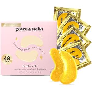 grace & stella Patch Occhi (48 Paia, Oro) - Riduce Occhiaie, Gonfiori, Borse Sotto gli Occhi e Rughe - Patch Occhiaie e Borse in Gel - Maschera Occhi Vegan, Non Testata Sugli Animali - Eye Patch by grace & stella
