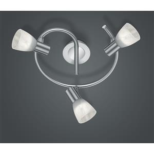 Trio Leuchten Levisto Faretto LED 3x6W Nichel Opaco e Alabastro, Design Moderno e Orientabile, 30 cm