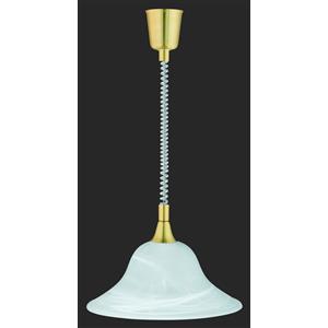 Trio Leuchten Lampadario in Ottone Opaco e Vetro Alabastro Bianco, 1 Luce E27, Dimensioni 39x160x39 cm