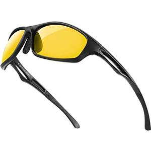 Bloomoak Occhiali per Guida Notturna Uomo Donna Visione Notturna- Occhiali Lenti Gialle Polarizzati | Riduzione del Rischio | Anti-riflesso | Protezione 100% UV400 per Guida/Corsa/Ciclismo