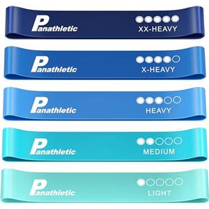 Panathletic Elastici Fitness, Set di 5 Bande - 5 Livelli di Resistenza, Guida agli Esercizi, eBook in Italiano, Borsa da Trasporto - 5x elastico palestra, fascia elastica