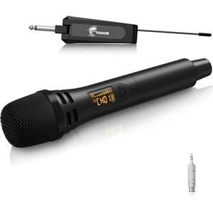 TONOR Microfono Karaoke Wireless, Microfono Vocale Dinamico Professionale UHF con Ricevitore Ricaricabile per Karaoke/Discorsi/Matrimoni/DJ/Spettacoli/Aule/Conferenze, Portata 60M, Nero, TW310