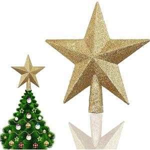 HONGECB Albero di Natale Stella Superiore, Puntale a stella per albero di Natale, Glitter Albero Topper, Christmas Tree Topper Star, Per La Decorazione Dell'Albero Di Natale, partito, oro