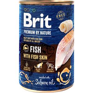 Brit Premium by Nature Alimento Umido per Cani 400g - Pesce e Pelle di Pesce, Senza Cereali, con Olio di Salmone