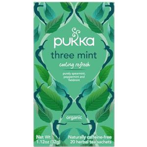 Pukka Tisane, Three Mint, Tisana ai Tre Tipi di Menta, 100% Biologico, Senza Caffeina, Ingredienti Selezionati in Modo Etico, Per una Dolcezza Vibrante Fresca e Suprema, 20 Filtri