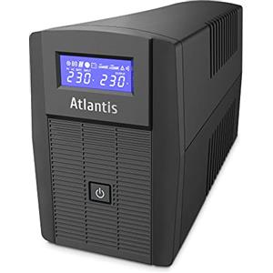 Atlantis A03-HP1003 Gruppo di Continuità Onda Sinusoidale Pura 800VA 480W Line Interactive, display LCD, porta USB-HID, 2 uscite Shuko + cavo alim, 1 batteria 12V-9Ah, protezione RJ45, software gratis