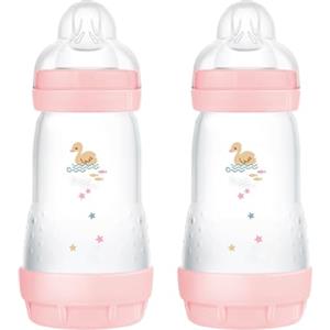 MAM Biberon Easy Start Anticolica, in Set da 2, con Tettarella in Silicone SkinSoftTM, 4+ Mesi, 320 ml, Rosa