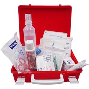 VIRSUS Cassetta Medica di Pronto Soccorso 206, Valigetta Rossa di Primo Soccorso ALLEGATO 2 per Aziende meno di 3 Lavoratori Dipendenti, Conforme DM 388/2003, per casa e lavoro