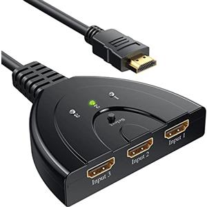 GANA HDMI Switch Sdoppiatore HDMI Splitter - (3 in 1 out) Supporta HD/1080p/3D, Switch HDMI per HDTV, Xbox, PS3, PS4, Apple TV, Fire Stick (con Cavo)