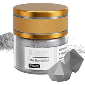Wwtop Glitter Commestibili Argento, Wwtop 5g Polvere Alimentare Glitter, Coloranti Alimentari per Biscotti, Brillantini Commestibili Decorazioni, Edible Glitter per Drink, Dolci, Cocktail, Cioccolatini