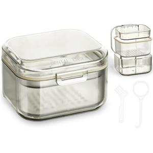 ACWOO Porta Apparecchio Denti, Porta Dentiera Cestello Tre Piani Portatile, Porta Protesi Dentale con filtro, Porta Bite Dentale per Conservare e Immersione di Paradenti Fermi e Apparecchi Dentali