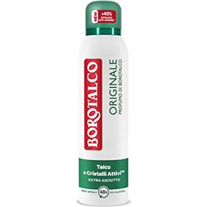 Borotalco, Deodorante Spray Originale, Formula Senza Alcool con Talco a Cristalli Attivi, Assorbe il Sudore, Profumo Borotalco, 48h di Efficacia - 1 Flacone da 150 ml