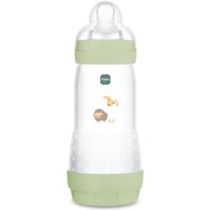 MAM Biberon Easy Start 320 ml, Biberon anticolica per allattamento misto, Riduce le bolle d'aria e il rischio di coliche, Accessori neonati 4+ mesi autosterilizzanti e con tettarella misura 3, Verde