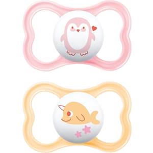 MAM Air Succhietto 16+ Mesi (Set da 2), Ciuccio MAM 16-36 mesi per pelli sensibili e delicate, Kit da 2 accessori neonato con tettarella in silicone e porta ciuccio sterilizzatore, Rosa/Neutro