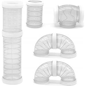 Besimple Set di 8 tubi per criceti, tubi curvi trasparenti per animali domestici, tunnel per criceti, giocattoli fai da te, tunnel di collegamento creativo, tubo sportivo esterno per topo, criceto, ratto e