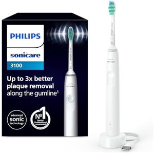 Philips Sonicare Spazzolino Elettrico Sonico Serie 3100, con sensore di pressione integrato, SmarTimer e QuadPacer, Bianco modello HX3671/13, Sonicare 3100, Bianco