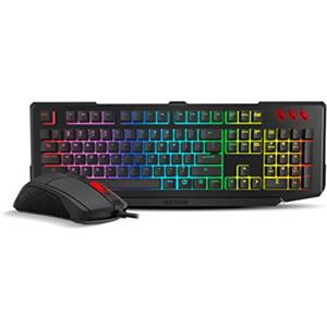 OZONE GAMING GEAR Ozone Pack Tastiera + Mouse -OZDOUBLETAP- tastiera da gioco semi-meccanica retroilluminata RGB, mouse da gioco con sensore ottico AVAGO, 4000 dpi, LED a 6 colori, USB