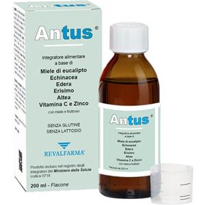 Revalfarma Antus 200ml - Integratore Alimentare con Miele di Eucalipto, Echinacea, Altea e Vitamina C per il Benessere delle Vie Respiratorie